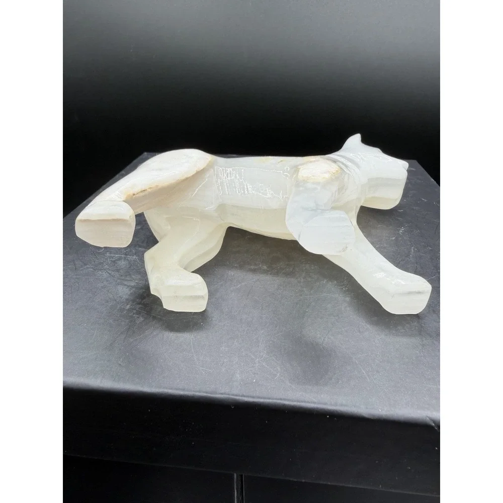 🐾🖤 Vintage Calcite Onyx Alert Dog Figurine 🖤🐾